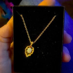 Antique gold, opal and ruby necklace